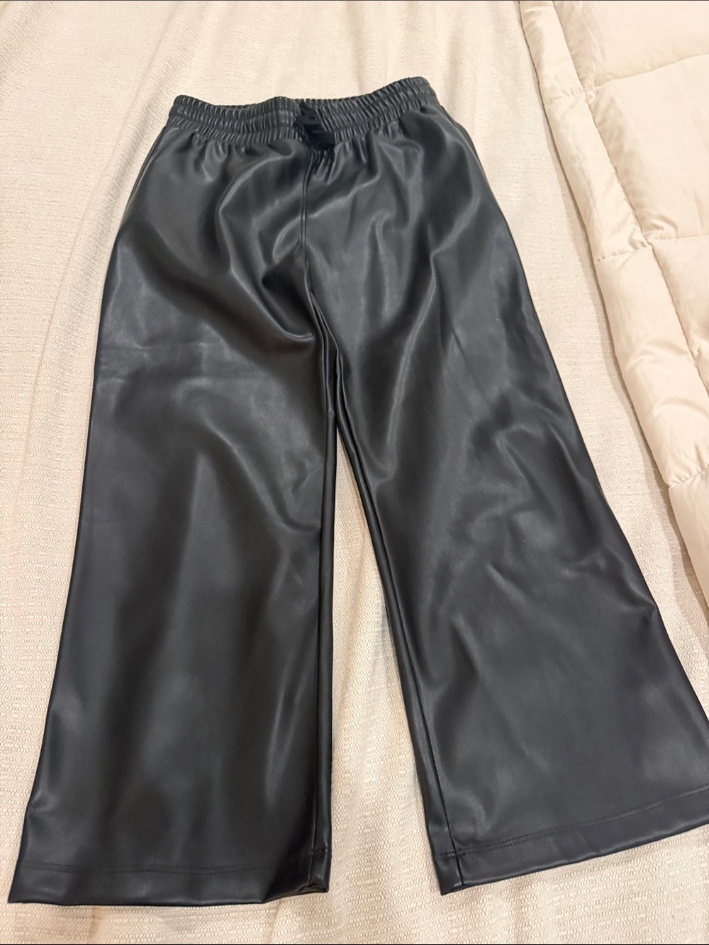 LA Made Black Faux Leather Cropped Wide-Leg Pants